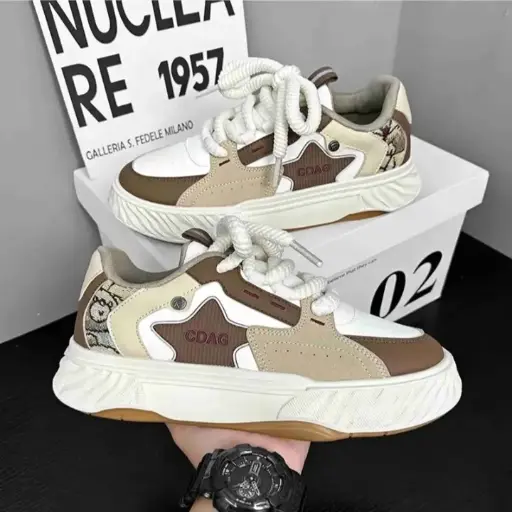 Scull Wings White Black Brown Sneakers For Men Casual Shoes For Men